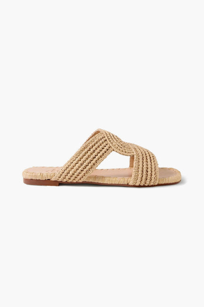 Castaer Prado Raffia Slides Beige Women's