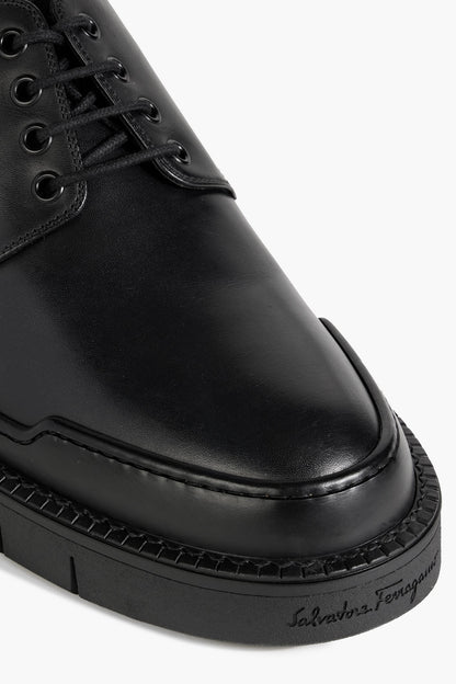 Ferragamo Ninja Leather Derby Shoes Black