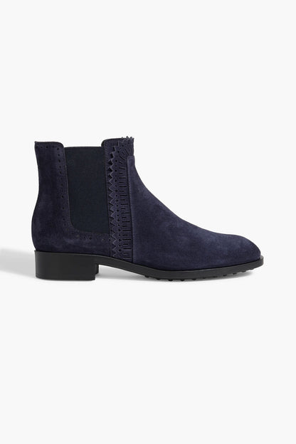 Tod's Laser-Cut Suede Chelsea Boots Navy Women's