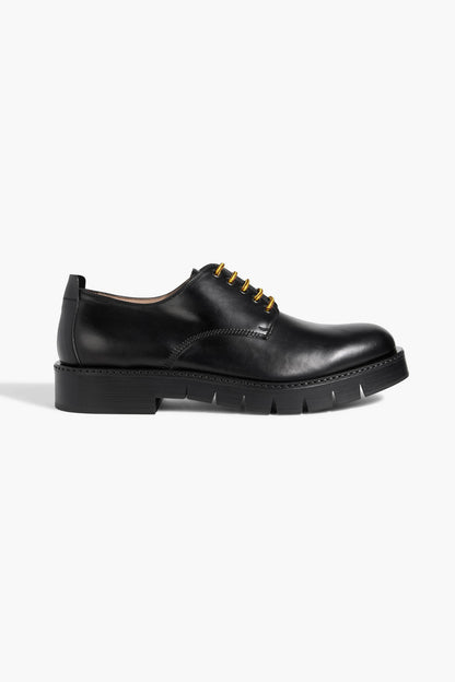 Ferragamo Rudy Leather Derby Shoes Black