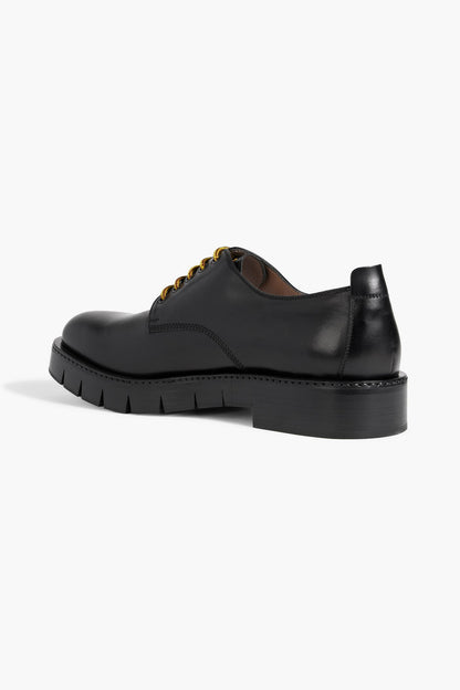 Ferragamo Rudy Leather Derby Shoes Black