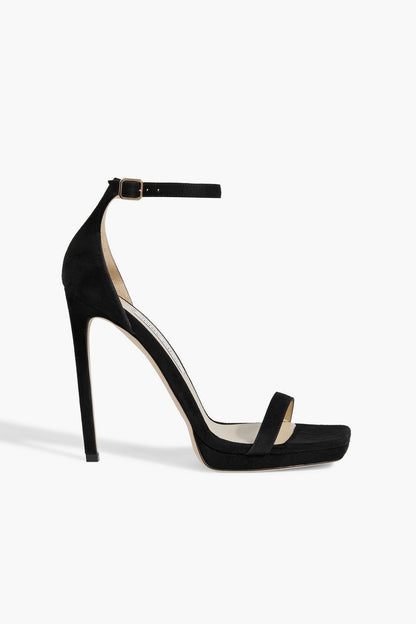 Jimmy Choo Alva 120 Suede Sandals Black Women's