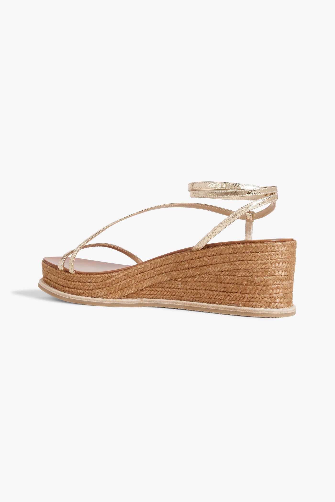 Jimmy Choo Drive 60 Metallic Cracked-Leather Wedge Sandals Gold Women's
