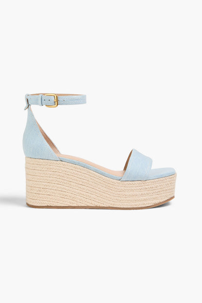 Veronica Beard Gianna Denim Espadrille Wedge Sandals Light Denim Women's