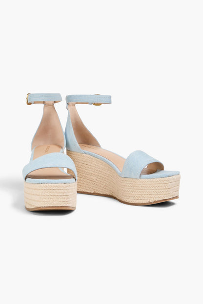 Veronica Beard Gianna Denim Espadrille Wedge Sandals Light Denim Women's
