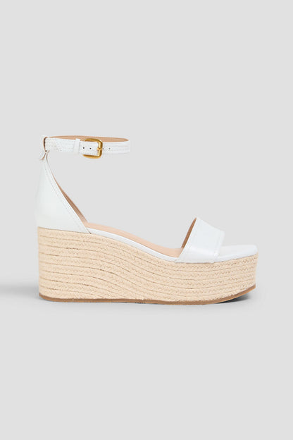 Veronica Beard Gianna Leather Espadrille Wedge Sandals Off-White Women's