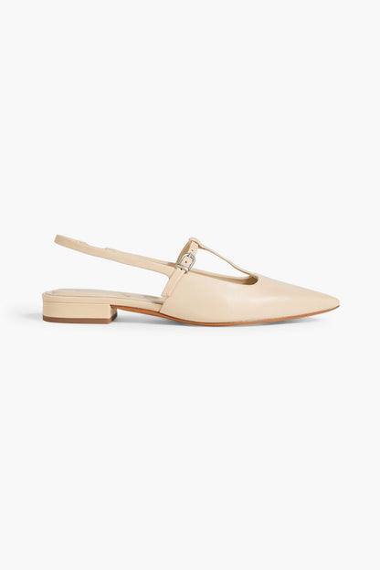 Vince. Leather Slingback Point-Toe Flats Beige Women's