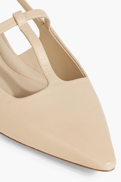 Vince. Leather Slingback Point-Toe Flats Beige Women's