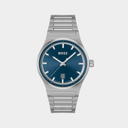 Boss Candor Men Quartz Blue Dial Analog Stainless Steel Watch 1514076