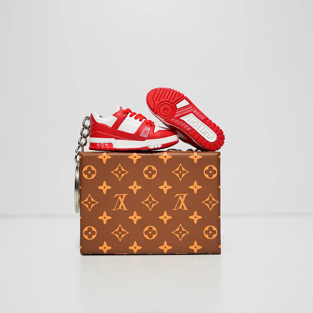 3D Sneaker Keychain With Box - LV Trainer Red