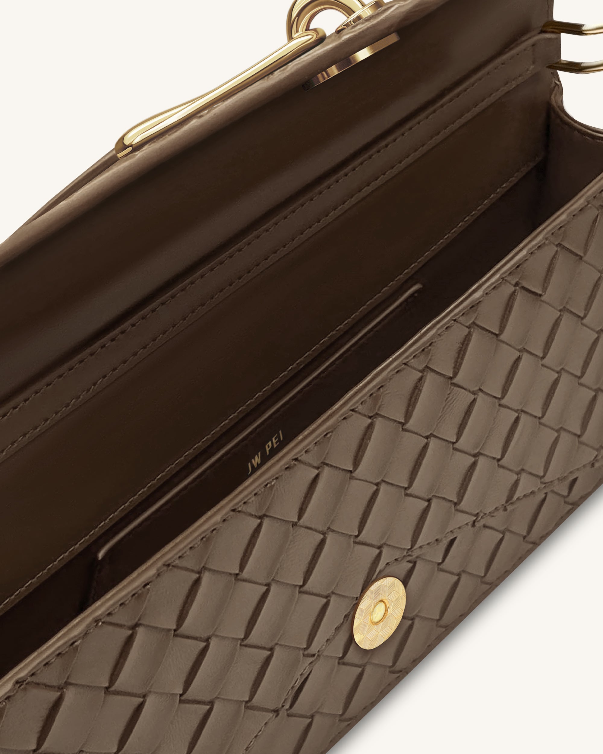 Jw Pei Celeste Woven Textured Envelope Top Handle Bag Mocha Brown