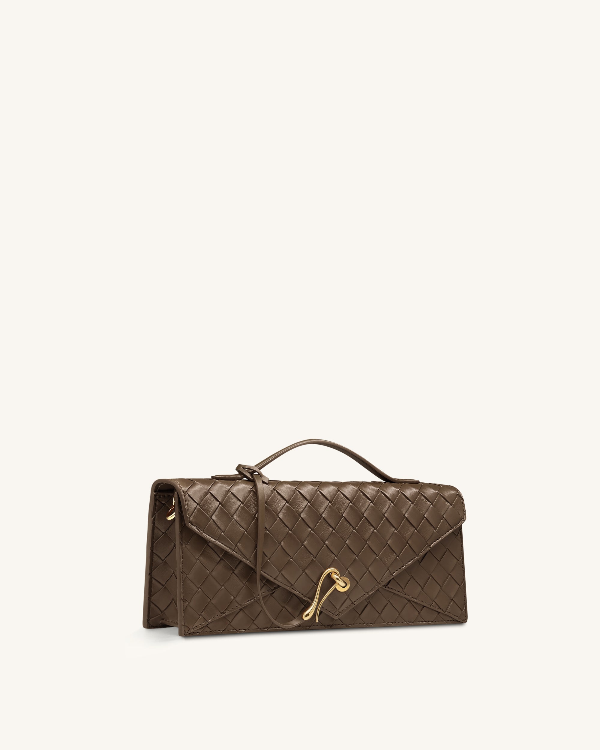 Jw Pei Celeste Woven Textured Envelope Top Handle Bag Mocha Brown