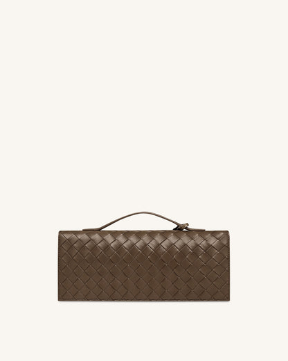 Jw Pei Celeste Woven Textured Envelope Top Handle Bag Mocha Brown