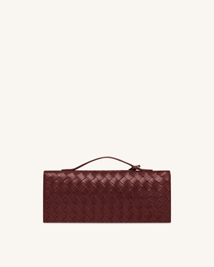 Jw Pei Celeste Woven Textured Envelope Top Handle Bag Burgundy