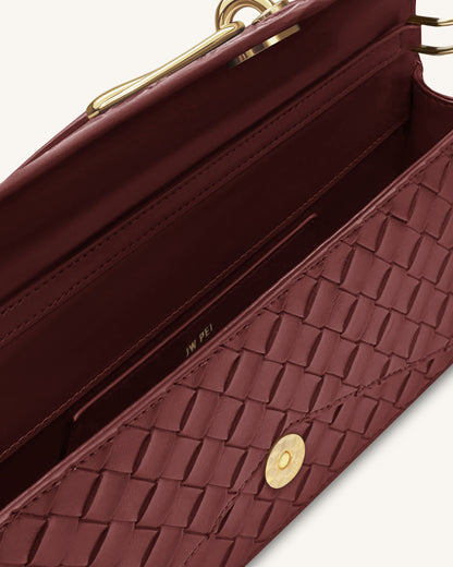 Jw Pei Celeste Woven Textured Envelope Top Handle Bag Burgundy