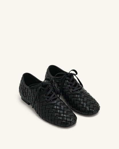 Jw Pei Kayla Weave Strap Flat Shoes Black