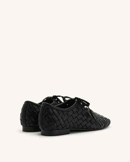 Jw Pei Kayla Weave Strap Flat Shoes Black