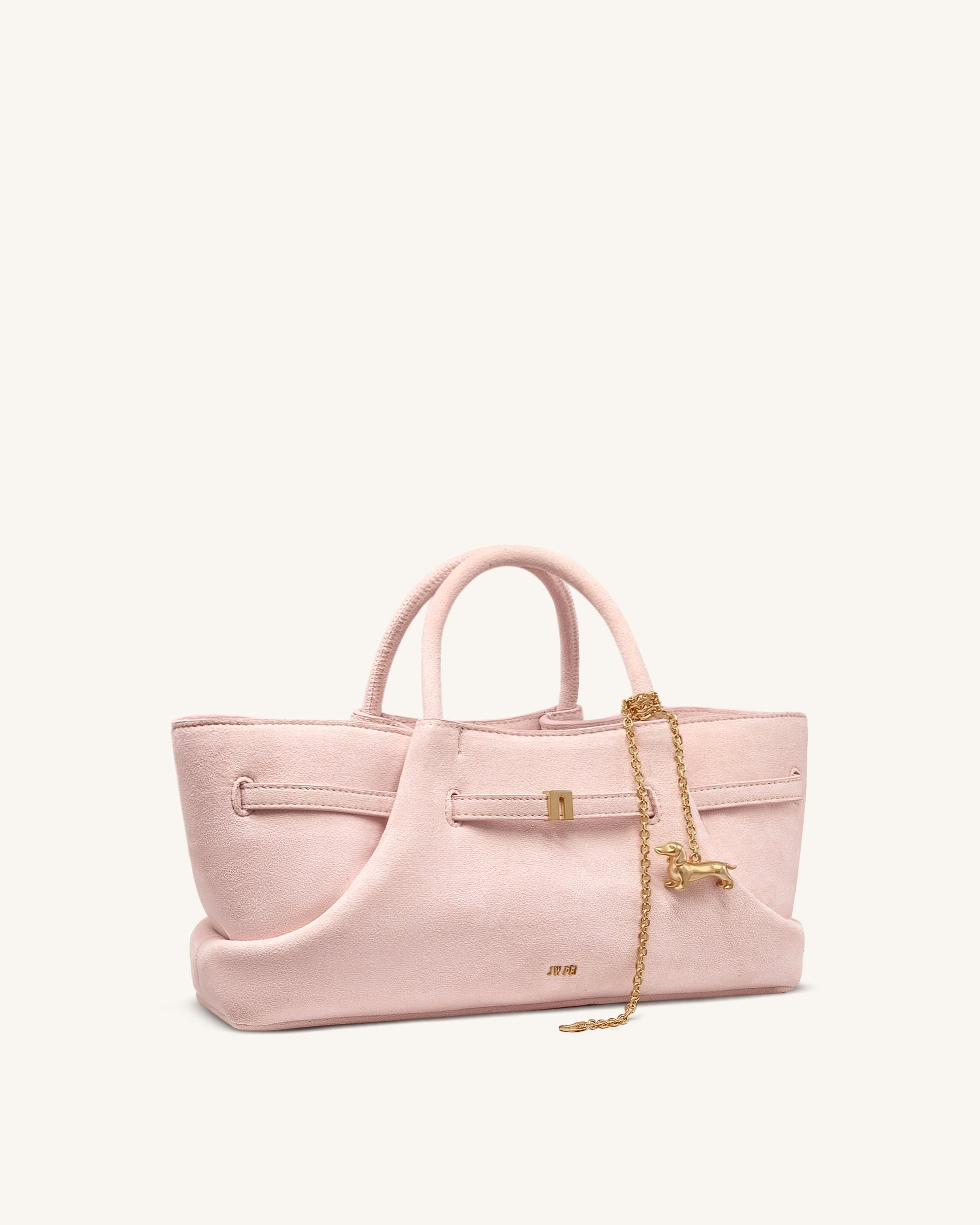 Jw Pei Maeve Dachshund Metal Charm Faux Suede Tote Bag Pink