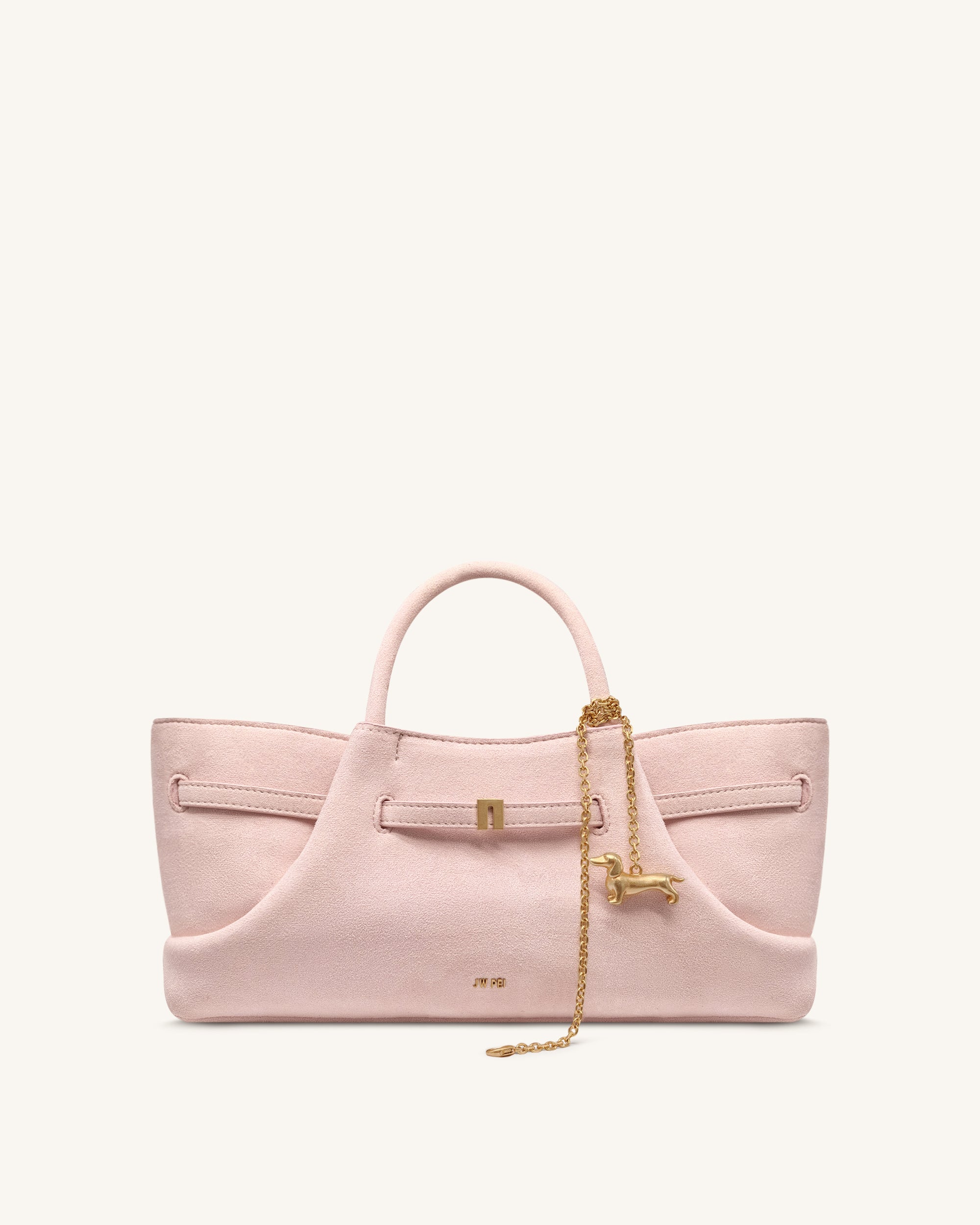 Jw Pei Maeve Dachshund Metal Charm Faux Suede Tote Bag Pink