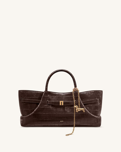 Jw Pei Maeve Dachshund Metal Charm Tote Bag Dark Brown Croc