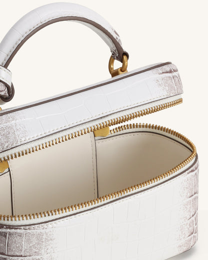 Jw Pei Cleo Box Shape Top Handle Bag White Croc