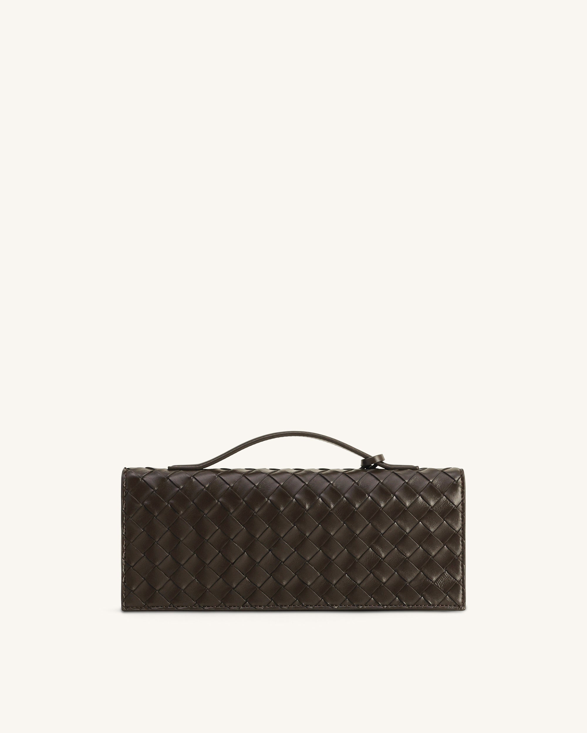 Jw Pei Celeste Woven Textured Envelope Top Handle Bag Dark Brown