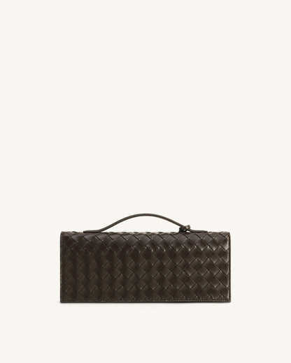 Jw Pei Celeste Woven Textured Envelope Top Handle Bag Dark Brown