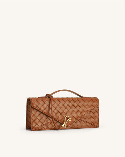 Jw Pei Celeste Woven Textured Envelope Top Handle Bag Brown