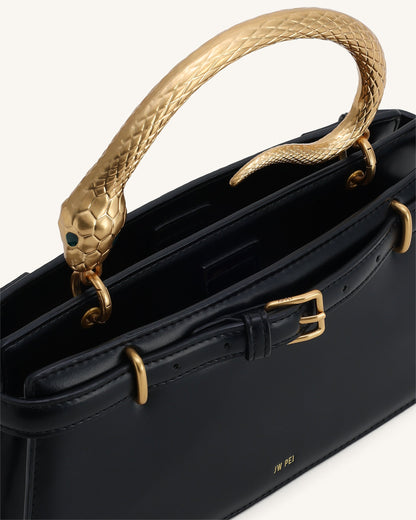 Jw Pei Elena Snake Handle Top Handle Bag Black