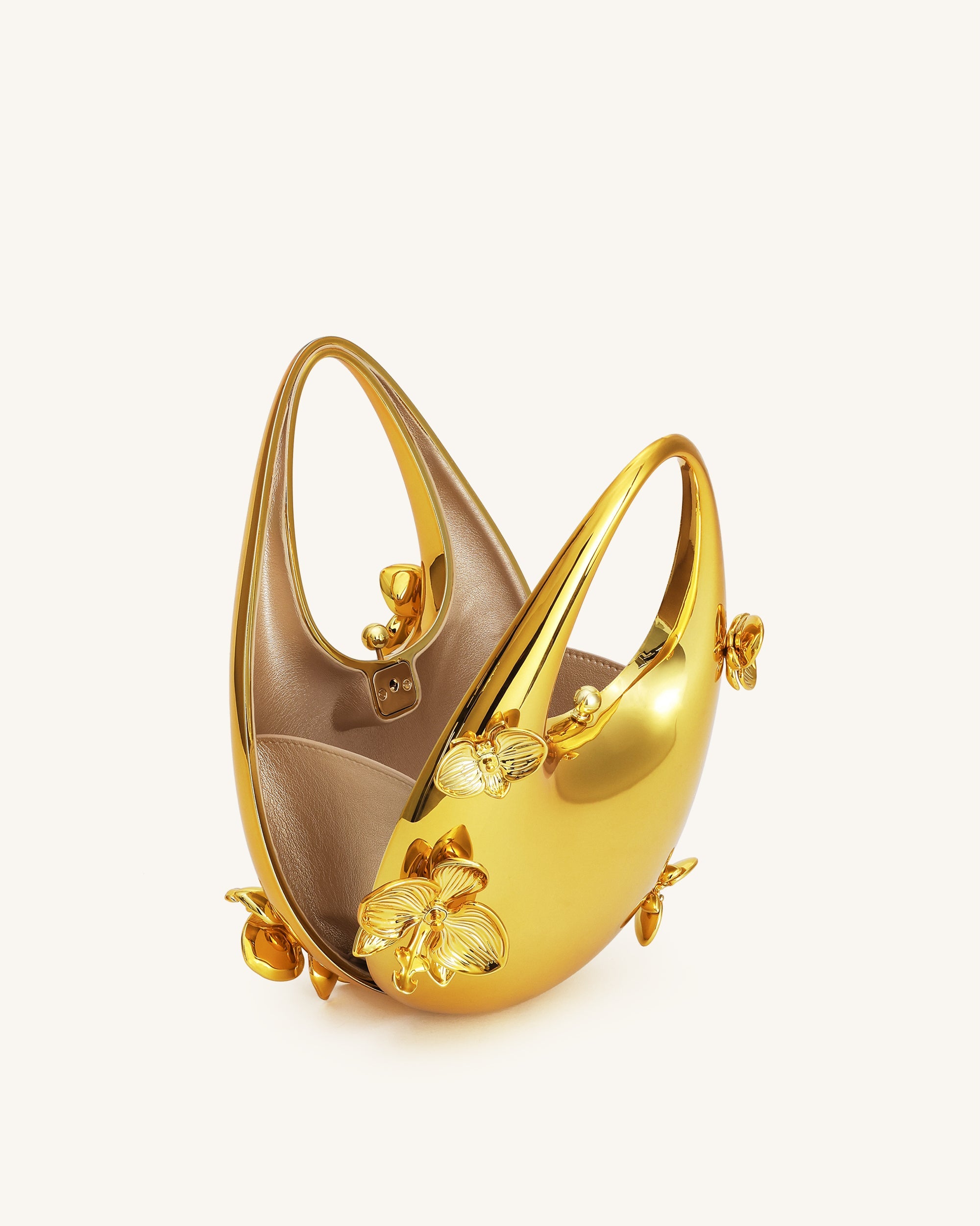Jw Pei Lydia Floral Embellished Handbag Gold