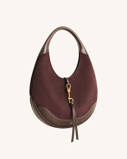 Jw Pei Colette Faux Suede Crescent Hobo Bag Dark Brown