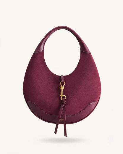 Jw Pei Colette Faux Suede Crescent Hobo Bag Deep Claret