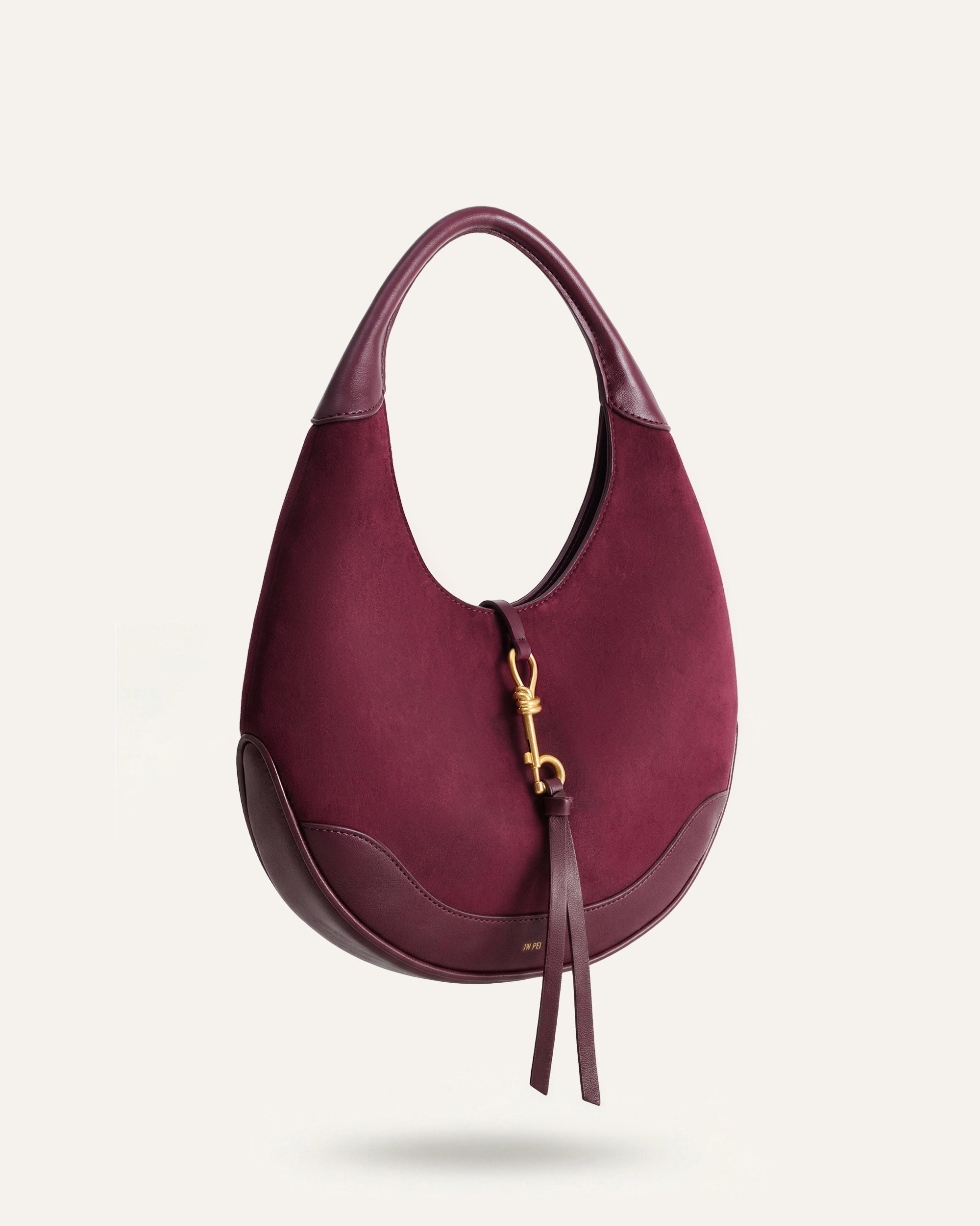 Jw Pei Colette Faux Suede Crescent Hobo Bag Deep Claret