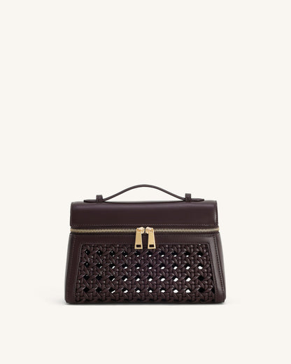 Jw Pei Thea Large Woven Top Handle Bag Dark Red