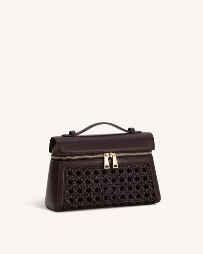 Jw Pei Thea Large Woven Top Handle Bag Dark Red