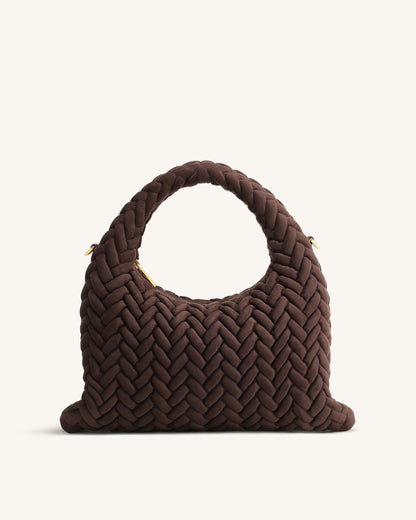 Jw Pei Cora Faux Suede Quilting Handle Bag Dark Brown