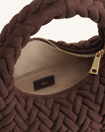 Jw Pei Cora Faux Suede Quilting Handle Bag Dark Brown