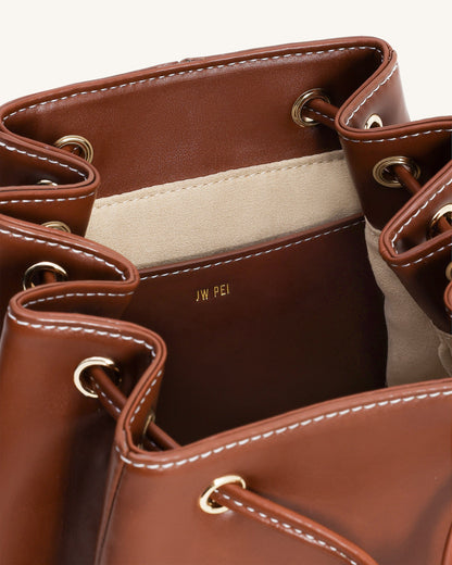 Jw Pei Harper Buckle Pocket Backpack Dark Brown