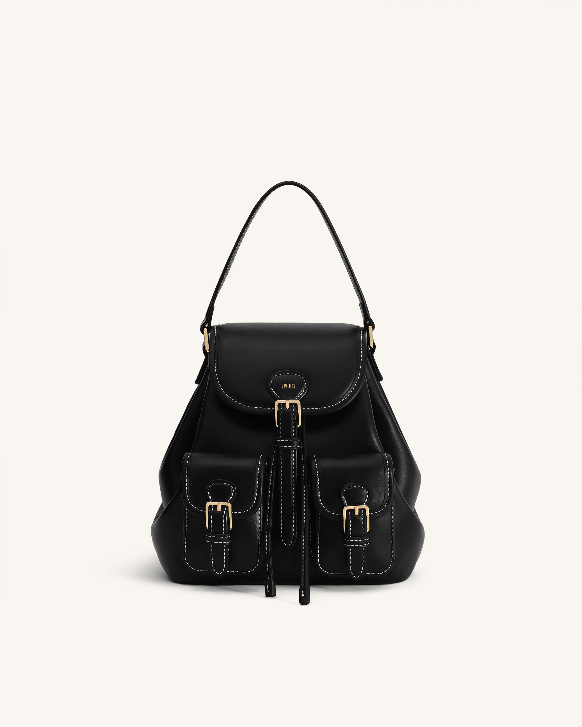 Jw Pei Harper Buckle Pocket Backpack Black