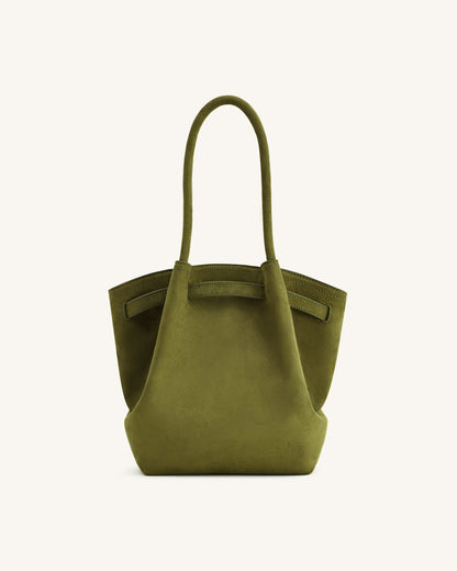 Jw Pei Hana Column Faux Suede Tote Bag Olive Green