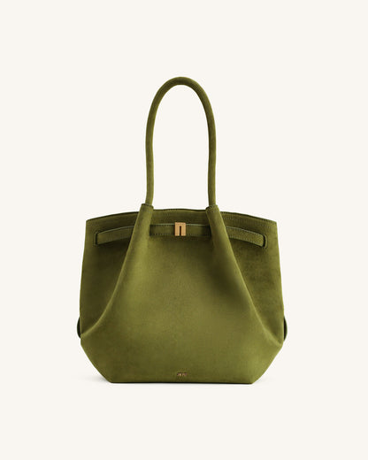 Jw Pei Hana Column Faux Suede Tote Bag Olive Green