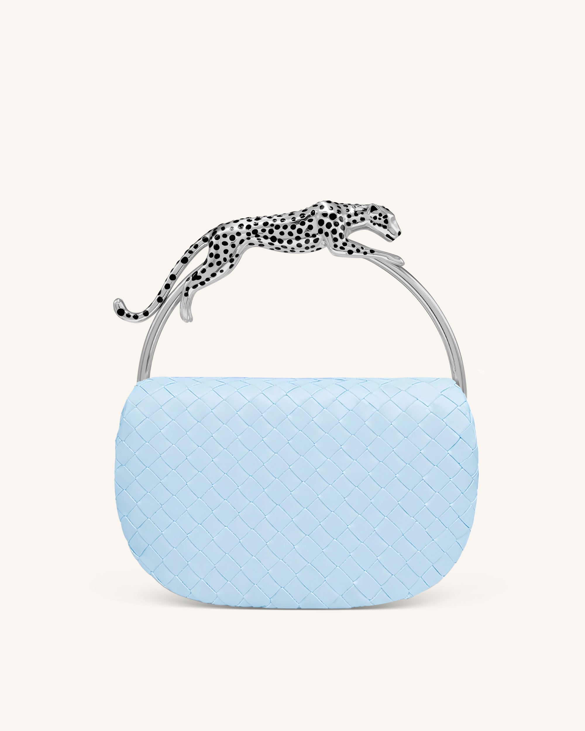 Jw Pei Ione Woven Leopard Shaped Top Handle Bag Light Blue