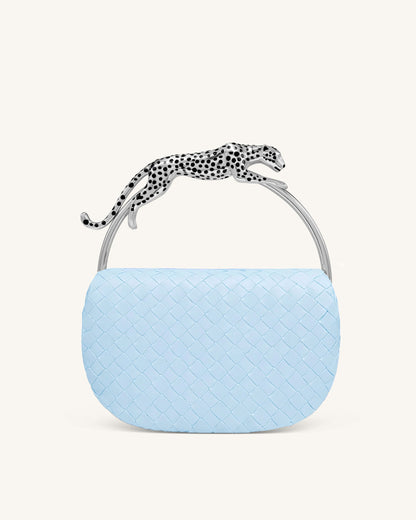 Jw Pei Ione Woven Leopard Shaped Top Handle Bag Light Blue