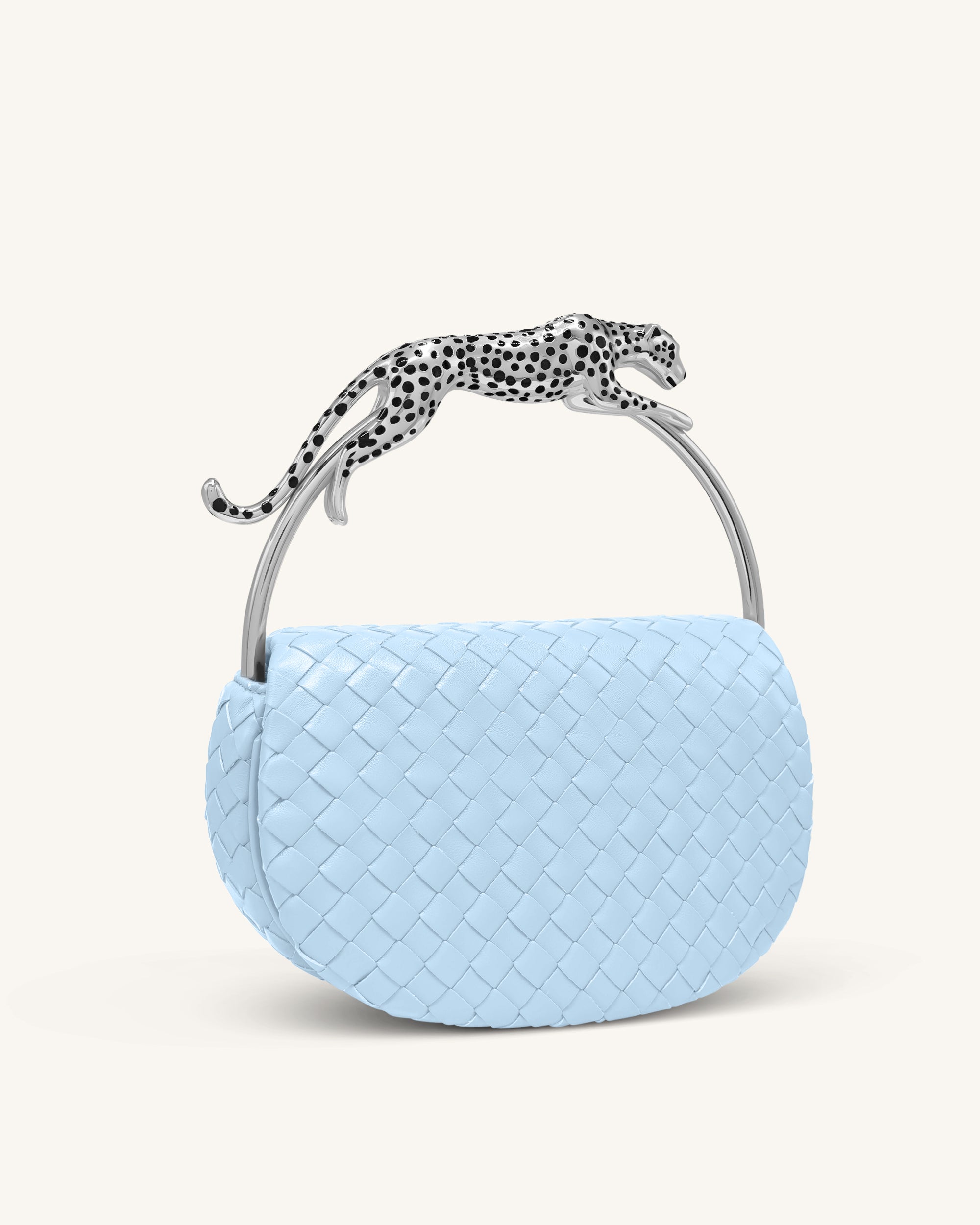Jw Pei Ione Woven Leopard Shaped Top Handle Bag Light Blue