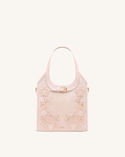 Jw Pei Brooke Mini Belted Embellished Orchid Beaded Top Handle Bag Pink