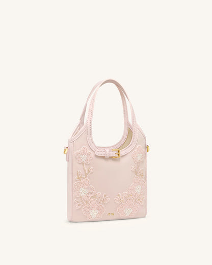 Jw Pei Brooke Mini Belted Embellished Orchid Beaded Top Handle Bag Pink