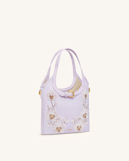 Jw Pei Brooke Mini Belted Embellished Orchid Beaded Top Handle Bag Lavender