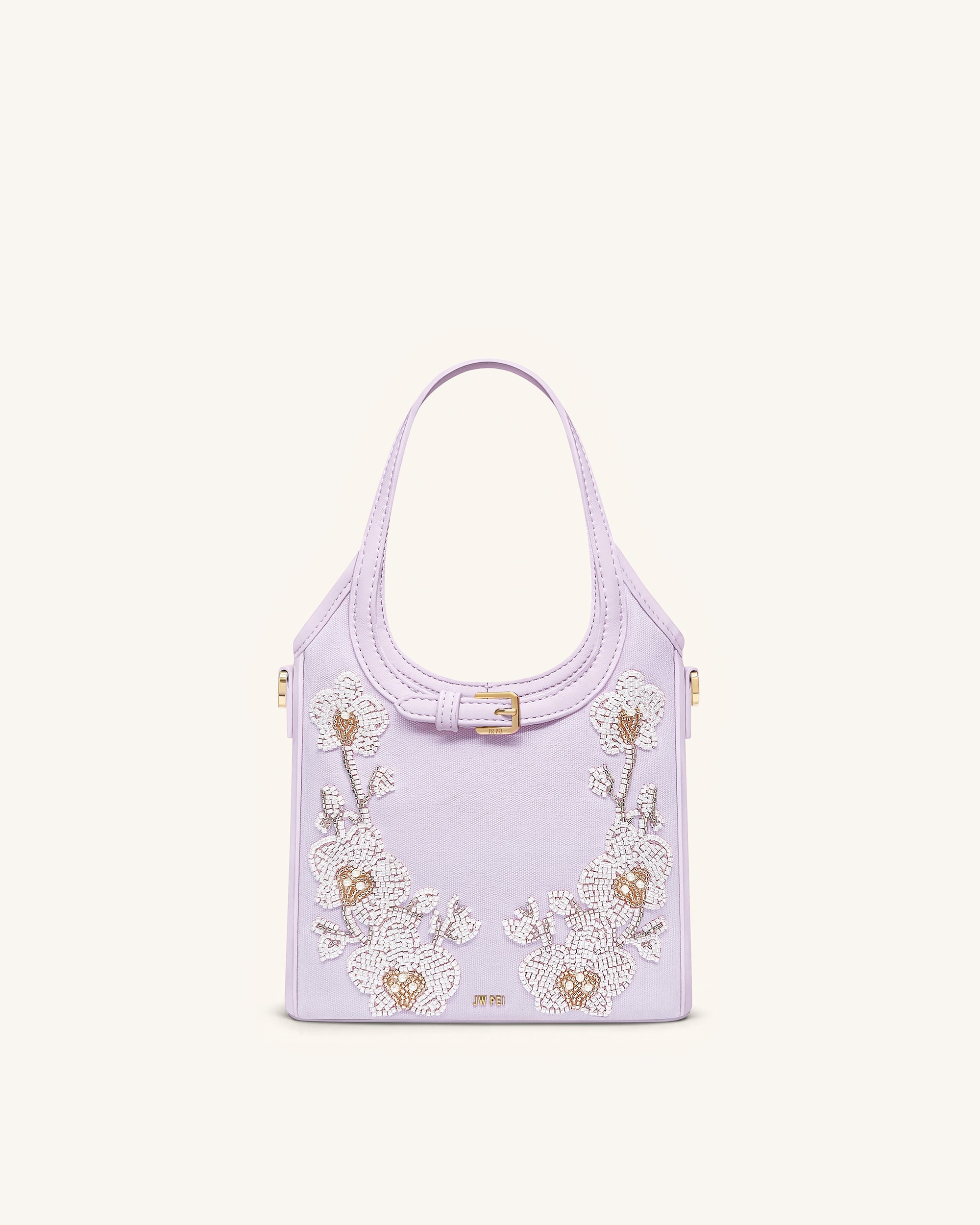 Jw Pei Brooke Mini Belted Embellished Orchid Beaded Top Handle Bag Lavender