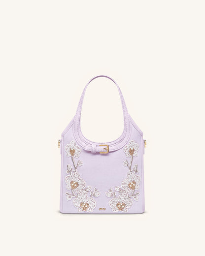 Jw Pei Brooke Mini Belted Embellished Orchid Beaded Top Handle Bag Lavender