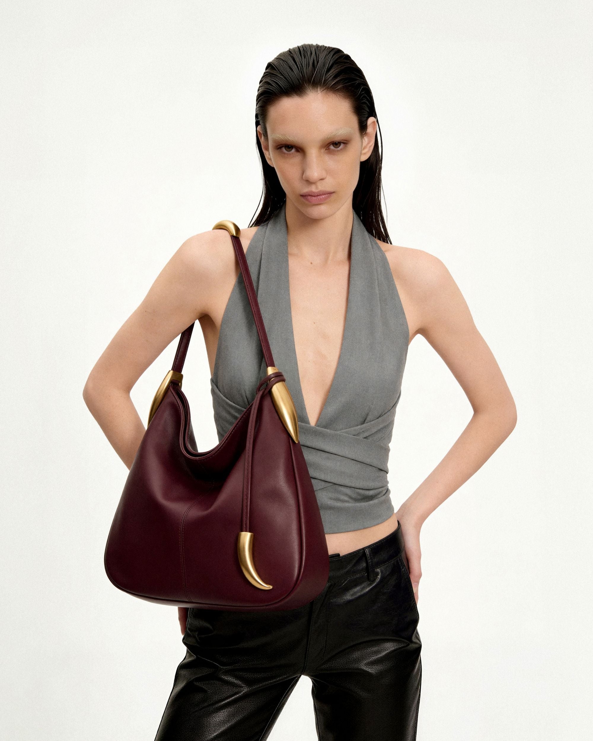 Jw Pei Nina Metal Charm Hobo Bag Burgundy